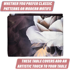 Heart Home Dining Table Cover | Tabletop Cover | Table Buffet Cover | Table Linen Cover | 6-Seater Table Cloth | Table Cloth Cover | Gulab Painting | DTC | 60x90 Inch | Brown