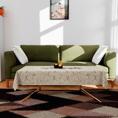 Kuber Industries Center Table Cover | Cotton Table Cloth Cover | 4-Seater Table Cloth | Rainbow Table Cover | Table Protector | Table Cover for Center Table | 40x60 Inch | CTC | Cream