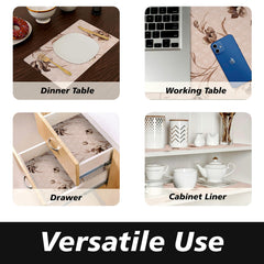 Heart Home Shelf Liner | Kitchen Cabinet Shelf Protector | Kitchen Liners for Cabinets | Drawer Liner Mat | Flower Wallpaper Shelf Liner Cabinet Mat | 5 MTR | Brown