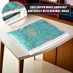 Heart Home Saree Cover | Clothes Storage Bag | Single Packing Saree with Zip Closure | Wardrobe Organizer | Cloth Stoarge Organizer | Plain Saree Cover | Pack of 12 | White