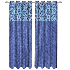 Kuber Industries Rose Design 1 Piece Polyester Eyelet Door Curtain 7 Feet (Blue)-Ctktc14162