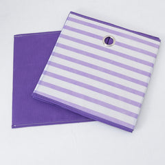 Kuber Industries Foldable Storage Basket|Square Toy Storage Bin|Front Grab Handle|Wardrobe, Closet Organizer (Purple) (Pack Of 4)