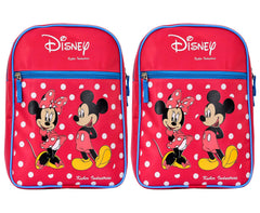 Kuber Industries Mickey & Minnie Print Rexine Lightweight, Portable School Bag, Backpack, Bookbag For Kids Pack of 2 (Pink)