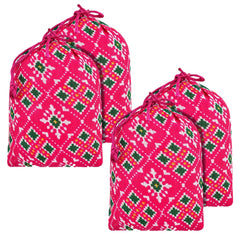 Kuber Industries Potli | Silk Wedding Potli | Drawstring Closure Potli | Wallet Potli | Christmas Gift Potli | Baby Shower Potli | Small-Patola-Print Potli | 5x7 Inch | Pack of 4 | Rani