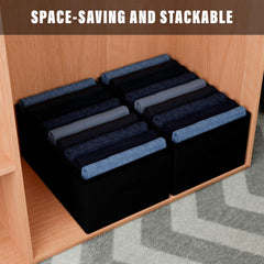 Heart Home Trouser Box | Wardrobe Organizer | Clothes Organizer | Storage Box for Pants-Shirt-Sweaters-Bra Panty-Socks | 9-Grid Closet Organizer | Plain | Large | Black