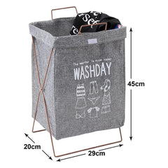 Heart Home Laundry Basket For Clothes|Foldable Laundry Hamper|Basket For Toys, Dirty clothes, Storage "40 LTR" (Grey)