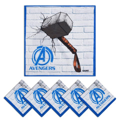 Heart Home Marvel Mjollnir Handkerchiefs | Cotton Handkerchiefs for Boys | Handkerchiefs for Girls | Rumal for Boys & Girls | Hankies for Gifting | Pack of 6 | Blue & White