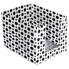 Kuber Industries Dot Print Non-Woven Fabric Foldable Cloth Storage Boxes Organizer for Wardrobe With Handle (Black & White)-KUBMART16079