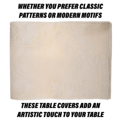 Kuber Industries Center Table Cover | Cotton Table Cloth Cover | 4-Seater Table Cloth | Self Gulmohar Vila Table Cover | Table Protector | Table Cover for Center Table | 40x60 Inch | Cream