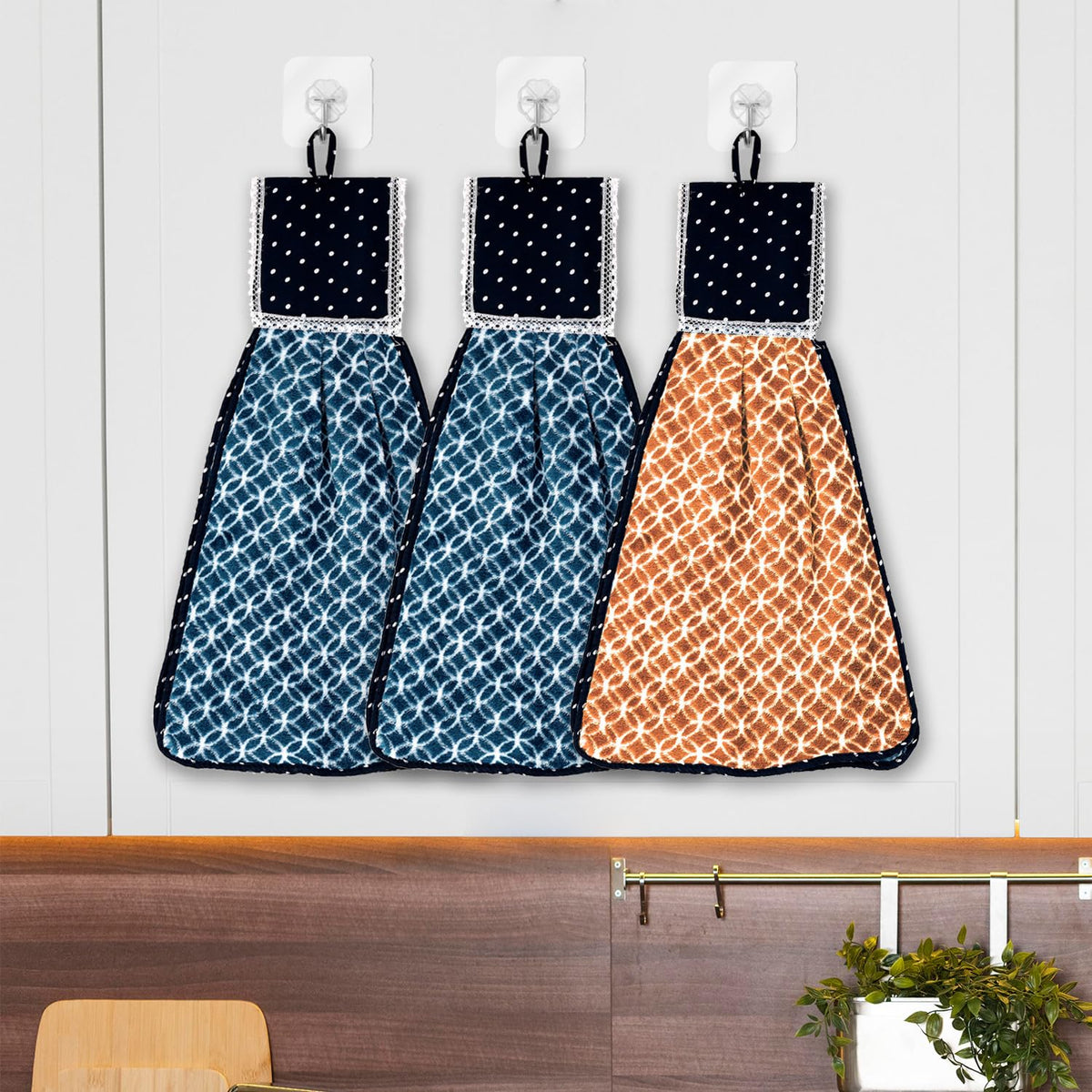 Kuber Industries Napkin | Washbasin Hanging Napkin | Kitchen Towel with Ties | Napkin for Kitchen | Circle Napkin for Bathroom | Hand Towel for Kitchen | Pack of 3 | Multi