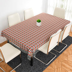 Kuber Industries Dining Table Cover | PVC Table Cloth Cover | 6-Seater Table Cloth | Table Protector Cover | Table Cover for Dining Table | New Barik Check Table Cover | 60x90 Inch | DTC | Red