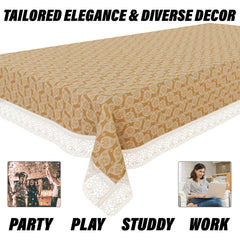 Heart Home Center Table Cover | Kitchen Dining Tablecloth | 4 Seater Center Table Cover | Center Table Cover for Hall Décor | Carry Design Tablecloth | CTC | 40x60 | Golden