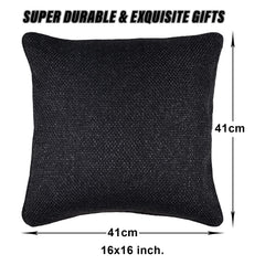 Kuber Industries Cushion Cover | Sofa Cushion Covers | Square Cushion Covers | Jute Cushion Covers | Couch Cushion Covers | Set of 5 | 16 Inch | Black