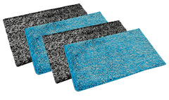Kuber Industries CTKTC33439 Shaggy Microfibre Anti Slip Door Mat (16"x24", Black and Sky Blue) -4 Pieces