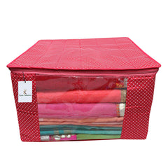 Kuber Industries Cotton 3 Pieces Three Layer Quilted Extra Large Saree Cover (Maroon, Blue & Pink)-CTKTC25486