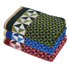Heart HomeTringle Printed Super Soft, Fluffy, and Absorbent, Cotton Bath Towel Perfect for Daily Use, 30"x60"- Pack of 3 (Blue & Maroon & Green)