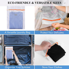 Kuber Industries Laundry Washing Bags | Reusable Mesh Laundry Bags | Washing Bags for Blouse-Bra-Panty-Hosiery-Lingerie-Jeans | Laundry Storage Bag | Clothes Bags | 3 Piece Set | White