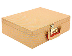 Kuber Industries Stone Design Wooden 3 Rod Bangle Box, Bangle Organizer Box, Watches & Bracelet Organizer With Mirror & Numer Lock System (Gold)-HS_38_KUBMART20953