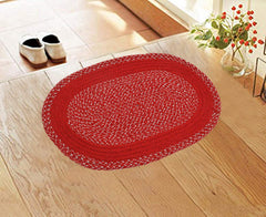 Kuber Industries Oval Design Soft Cotton Blend Anti Slip 4 Pieces Door Mat 18"x26"(Maroon) CTKTC33730