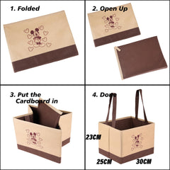 Heart Home Disney Mickey Drawer Storage Box|Storage Box for Clothes|Wardrobe Organizer for Books|Closet Box with Handle|Clothes Drawer Organizer|Small|Beige & Brown