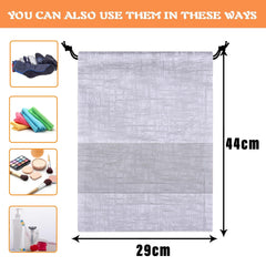 Heart Home Shoe Bags | Shoe Bags for Travel | Drawstring Shoe Storage Bags | Storage Organizers Set | Shoe Cover with Transparent Window | Shoe Pouches | Jute-Print | Pack of 6 | Gray
