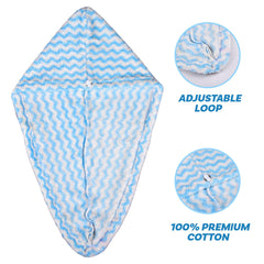 Heart Home Hair Wrapper | Hair-Drying Towel | Hair Bathrobe for Women & Girls | Hair Dry Cap Bath Towel | Microfiber Hair Turban Towel | Quick Absorbent Hair Towel | Zig Zag | Sky Blue