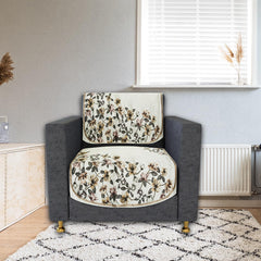 Heart Home Sofa Cover | Single Seater Sofa Slip Cover Set | Side Flower Sofa Cover | Velvet Couch Cover | Sofa Slipcover Set | Sofa Cover for Living Room | Cream