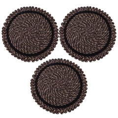 Heart Home Door Mat | Round Shape Feather Door Mat | Cotton Reversible Mat | Door Mat for Kitchen | Door Mat for Home | 20 Inch | Large | Pack of 3 | Brown