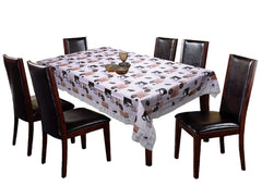 Kuber Industries 60"x 90" Flower Printed PVC Waterproof, Oil Proof, Spill Proof, Wipe Clean 6 Seater Dining Table Cover (Wine & Grey)