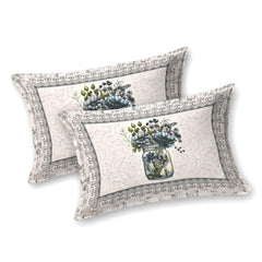 Heart Home Double Bedsheet with 2 Pillow Covers | 160 TC Premium Cotton Bedsheet for Double Bed | Bedsheet for Living Room-Home & Hotels | Photo Frame Flower Pot | 100x108 Inch | Gray