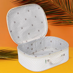 Heart Home Jewellery Kit|Cosmetic Storage Box|Travel Pouch|Jewellery Box for Women|Jewellery Make up Organizer|5 Different Pouch|Dot Vanity Pouch|White