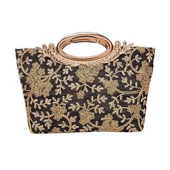 Kuber Industries Silk Clutch Ladies Handbag (Black) -CTKTC8784