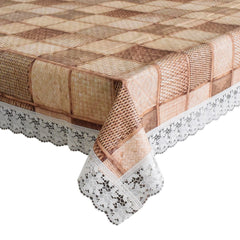 Heart Home 60"x90" Checkered Printed PVC Waterproof, Antislip & Wipe Clean Dinning Table Cover for 6 Seater (Brown)-HS43HEARTH25638