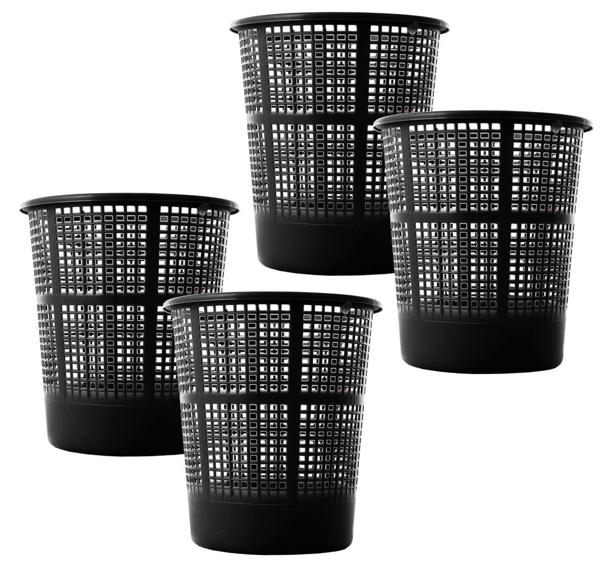 Heart Home Mesh Design Plastic Dustbin/Garbage Bin, 5Ltr.- Pack of 4 (Black)-47HH0780