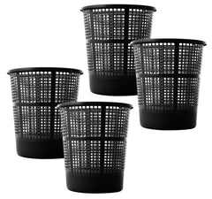 Heart Home Mesh Design Plastic Dustbin/Garbage Bin, 5Ltr.- Pack of 4 (Black)-47HH0780