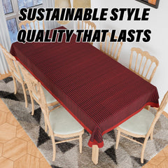 Heart Home Dining Table Cover | Cotton Table Cloth Cover | 8 Seater Table Cloth | Barik Check Table Cover | Table Protector | Table Cover for Dining Table | 60x108 Inch | DTC | Maroon