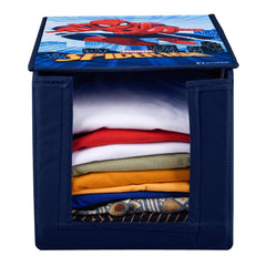 Heart Home Marvel Spider-Man Shirt Stacker|Foldable Shirt Stacker for Cloth|Non-Woven Wardrobe Organizer for Home With Lid (Blue)