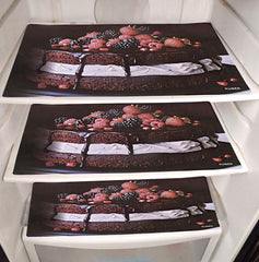 Kuber Industries Cake Design 6 Pieces PVC Refrigerator/Fridge Multipurpose Drawer Mat Set (Brown) - CTKTC39601