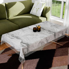 Heart Home Center Table Cover | PVC Table Cloth Cover | 4 Seater Table Cloth | Marble Table Cover | Table Protector | Table Cover for Center Table | 40x60 Inch | CTC | Gray