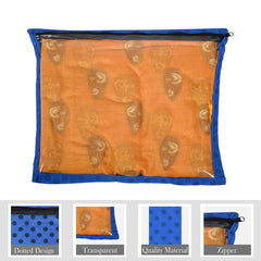 Heart Home Saree Cover | Clothes Storage Bag | Single Packing Saree with Zip Closure | Wardrobe Organizer | Cloth Stoarge Organizer | Dot Design | Pack of 24 | Blue