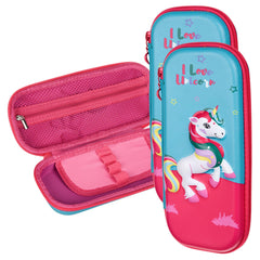 Heart Home Unicorn Pencil Pouch | School Pencil Case for Kids | Pen-Pencil Box for Kids | Geometry Box | Compass Box | School Stationery Supplies | Pack of 3 | Teal Green