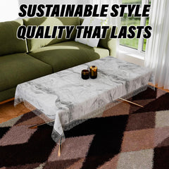 Heart Home Table Cover | PVC Dining Table Cover | Table Cloth | Center Table Cover | Table Cover for Kitchen Table | Marble Table Cover for Hall Décor | 48x60 Inch | Gray