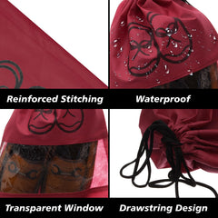 Heart Home Shoe Cover | Travel Shoe Storage Bags | Non-Woven Storage Bag | Shoe Cover with Drawstring | Shoe Organizer with Clear window | Plain | Pack of 12 | Maroon