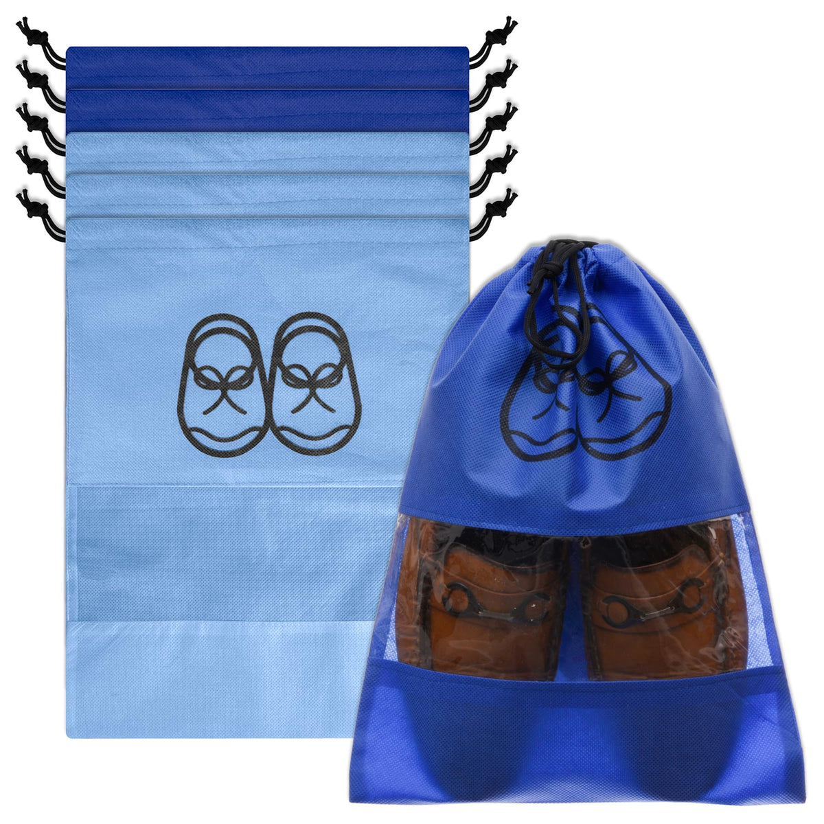 Heart Home Shoe Cover | Travel Shoe Storage Bags | Non-Woven Storage Bag | Shoe Cover with Drawstring | Shoe Organizer with Clear window | Pack of 6 | Multi