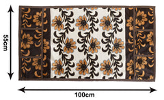 Heart Home Flower Print Polyester Fridge/Refrigerator Top Cover (Brown)-HHEART15473,Standard