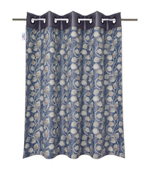 Heart Home Silk Decorative 9 Feet Long Door Curtain | Leaf Print Blackout Drapes Curtain with 8 Eyelet for Home & Office, Pack of 2 (Sky Blue)