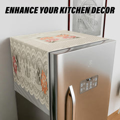 Kuber Industries Fridge Top Cover | Household Refrigerator Cover | Refrigerator Top Cover for Kitchen | Refrigerator Top Protector | Net Jhalar Fridge Top Cover | Cream