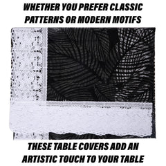Heart Home Table Cover | PVC Dining Table Cover | Table Cloth | Center Table Cover | Table Cover for Kitchen Table | Transparent Leaf Table Cover for Hall Décor | 48x60 Inch | Black