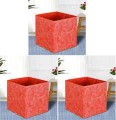 Kuber Industries Lehariya Printed Multipurposes Storage Box/Organizer With Handles- Pack of 3 (Orange) -HS43KUBMART26235