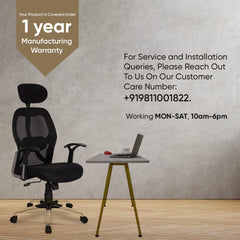 Heart Home Ergonomic Office Chairs for Work from Home | Comes with Manual Height Adjustable, Armrest, Headrest & 2D Lumbar Support | Comfy Study Chair for Students with Wheels | Black